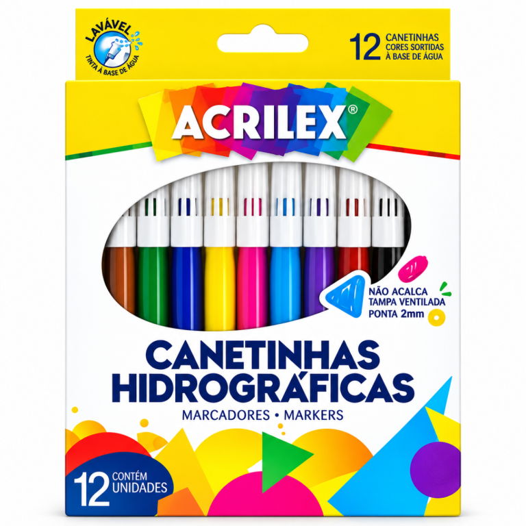 Canetinha Hidrográfica Acrilex 12 Cores